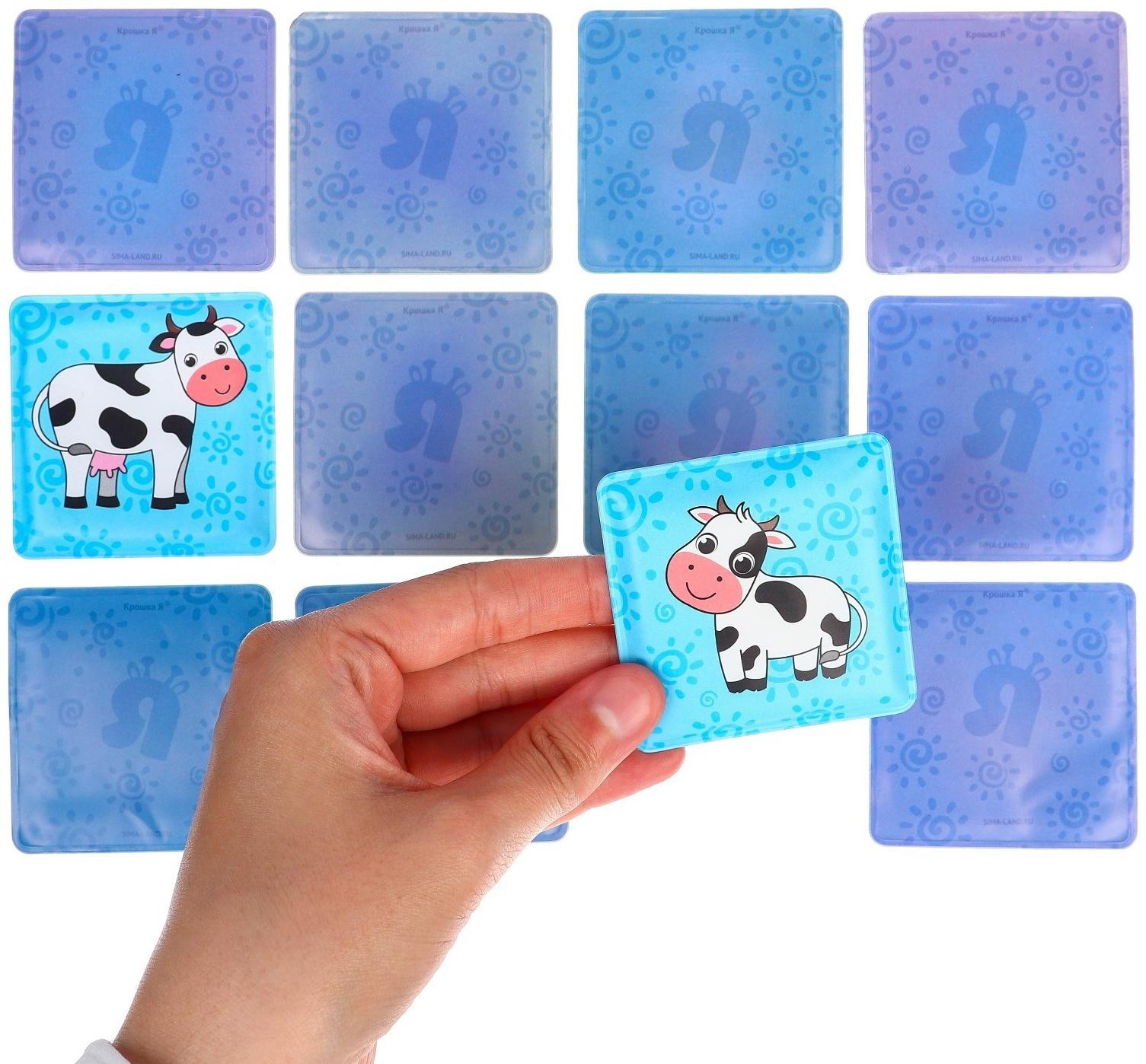 Мемо-игра: развивающие наклейки - присоски многоразовые для игры в ванной «Мамы и малыши» найди пару, 6 пар, 12 стикеров EVA