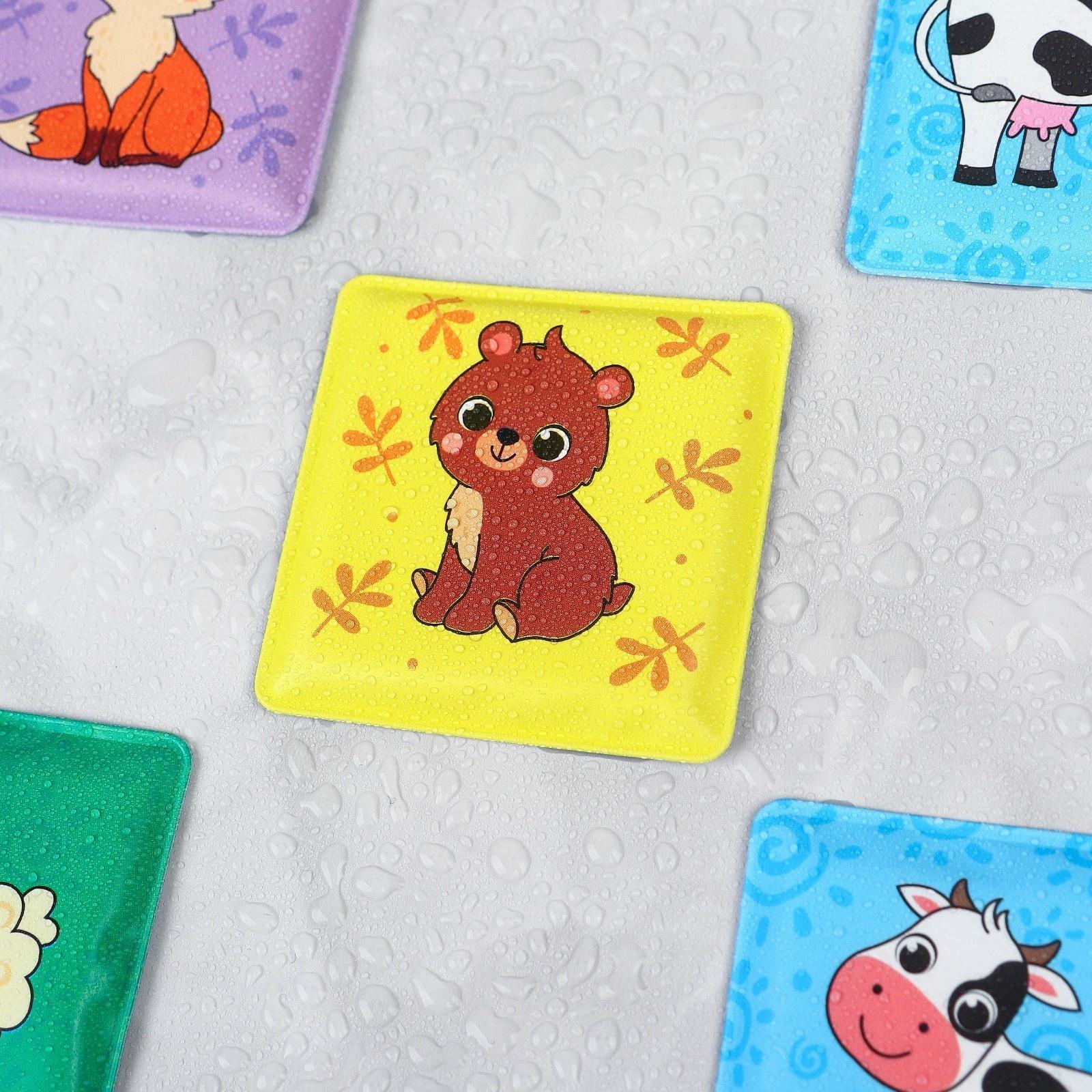 Мемо-игра: развивающие наклейки - присоски многоразовые для игры в ванной «Мамы и малыши» найди пару, 6 пар, 12 стикеров EVA