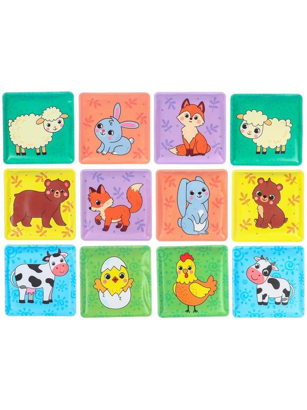 Мемо-игра: развивающие наклейки - присоски многоразовые для игры в ванной «Мамы и малыши» найди пару, 6 пар, 12 стикеров EVA