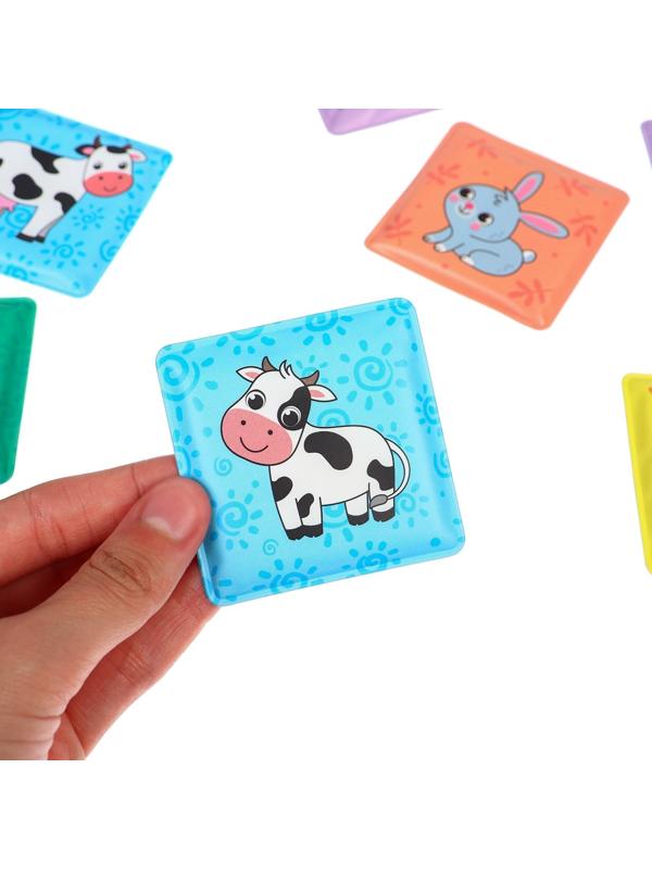 Мемо-игра: развивающие наклейки - присоски многоразовые для игры в ванной «Мамы и малыши» найди пару, 6 пар, 12 стикеров EVA