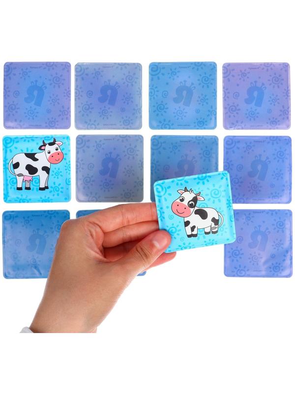 Мемо-игра: развивающие наклейки - присоски многоразовые для игры в ванной «Мамы и малыши» найди пару, 6 пар, 12 стикеров EVA