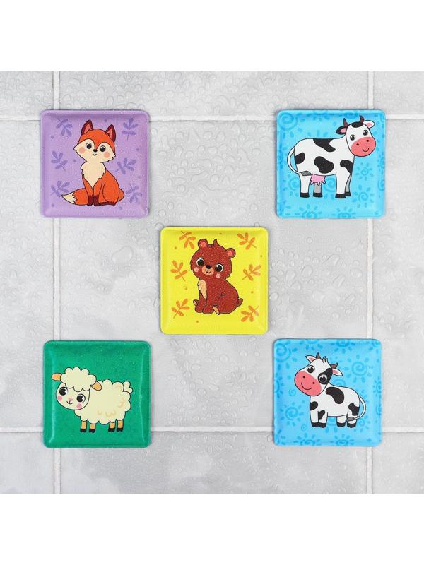 Мемо-игра: развивающие наклейки - присоски многоразовые для игры в ванной «Мамы и малыши» найди пару, 6 пар, 12 стикеров EVA