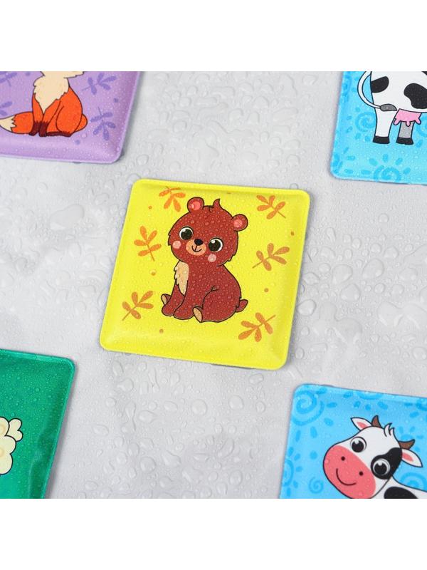 Мемо-игра: развивающие наклейки - присоски многоразовые для игры в ванной «Мамы и малыши» найди пару, 6 пар, 12 стикеров EVA