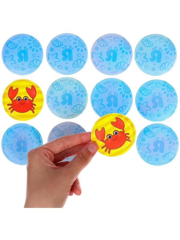 Мемо-игра: развивающие наклейки - присоски многоразовые для игры в ванной «Морские животные» найди пару, 6 пар,12 стикеров EVA