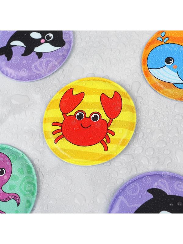 Мемо-игра: развивающие наклейки - присоски многоразовые для игры в ванной «Морские животные» найди пару, 6 пар,12 стикеров EVA