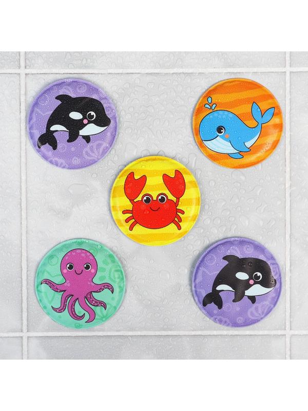 Мемо-игра: развивающие наклейки - присоски многоразовые для игры в ванной «Морские животные» найди пару, 6 пар,12 стикеров EVA