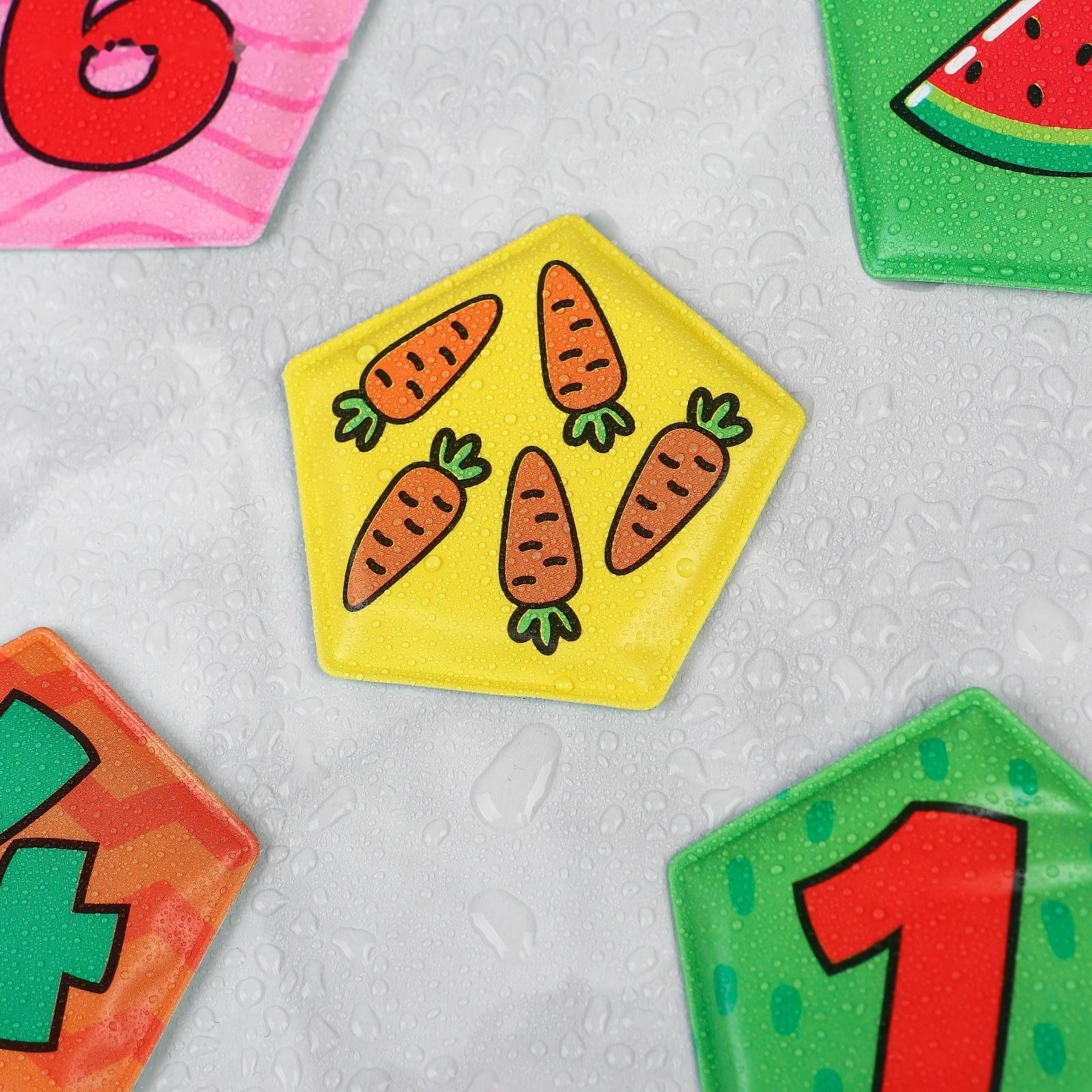 Мемо-игра: развивающие наклейки - присоски многоразовые для игры в ванной «Весёлый счёт» найди пару, 6 пар, 12 стикеров EVA