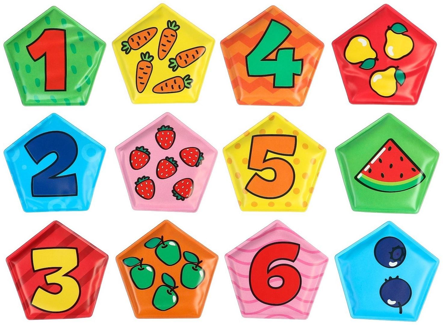 Мемо-игра: развивающие наклейки - присоски многоразовые для игры в ванной «Весёлый счёт» найди пару, 6 пар, 12 стикеров EVA