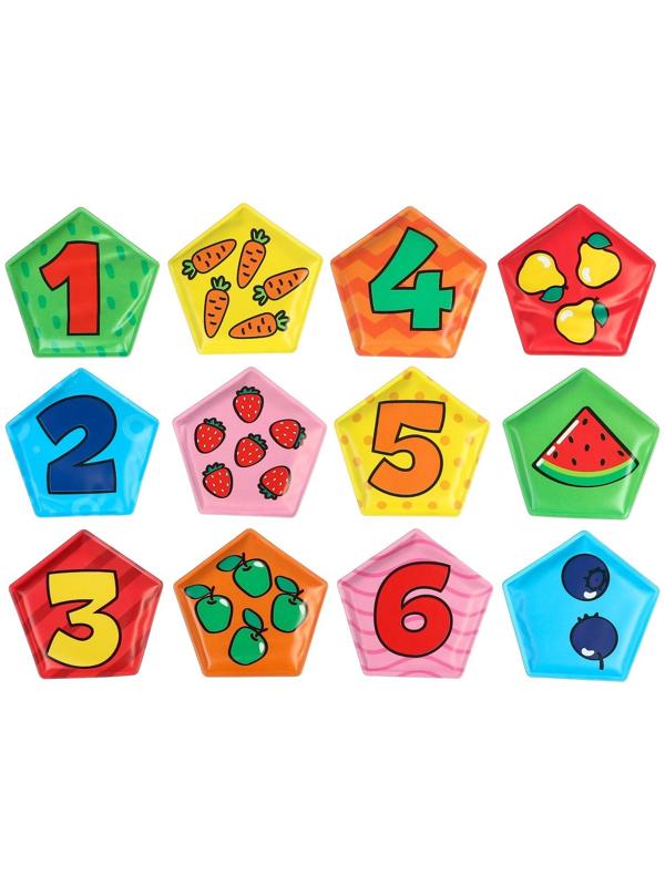 Мемо-игра: развивающие наклейки - присоски многоразовые для игры в ванной «Весёлый счёт» найди пару, 6 пар, 12 стикеров EVA