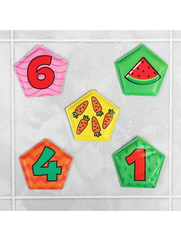 Мемо-игра: развивающие наклейки - присоски многоразовые для игры в ванной «Весёлый счёт» найди пару, 6 пар, 12 стикеров EVA