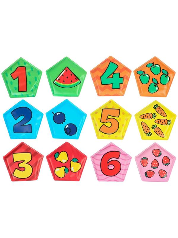 Мемо-игра: развивающие наклейки - присоски многоразовые для игры в ванной «Весёлый счёт» найди пару, 6 пар, 12 стикеров EVA