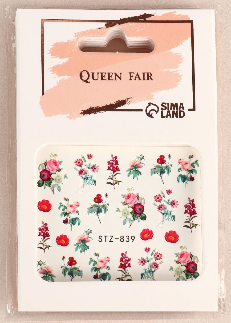 Слайдер - дизайн для ногтей «Flowers», фасовка 6 шт, цвет зелёный/красный/розовый/бордовый