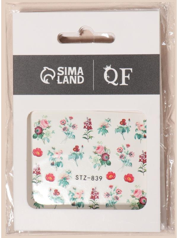 Слайдер - дизайн для ногтей «Flowers», фасовка 6 шт, цвет зелёный/красный/розовый/бордовый