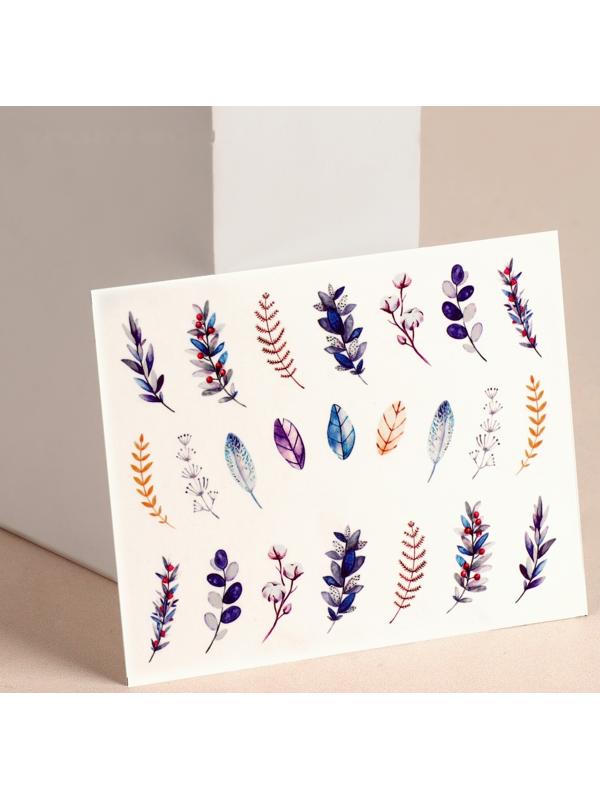 Слайдер-дизайн для ногтей «Веточки», фасовка 6 шт, разноцветный