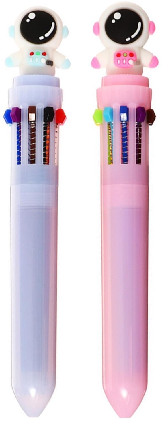 Ручка шариковая автоматическая 10-ти цветная, МИКС Космонавт