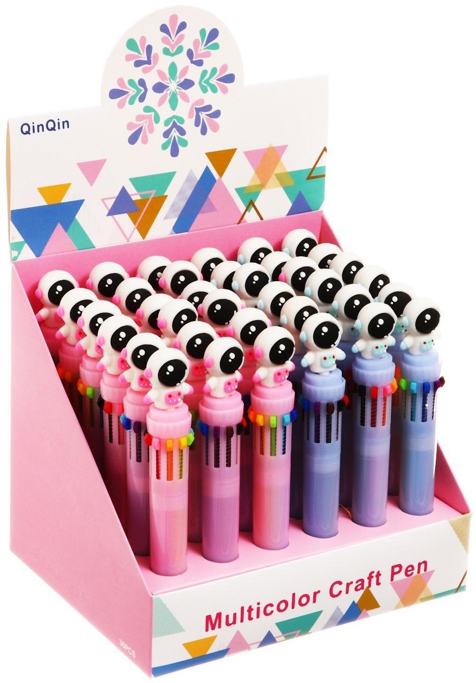 Ручка шариковая автоматическая 10-ти цветная, МИКС Космонавт