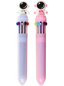 Ручка шариковая автоматическая 10-ти цветная, МИКС Космонавт