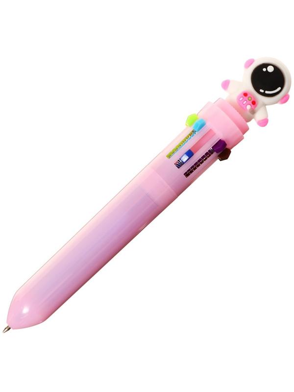 Ручка шариковая автоматическая 10-ти цветная, МИКС Космонавт