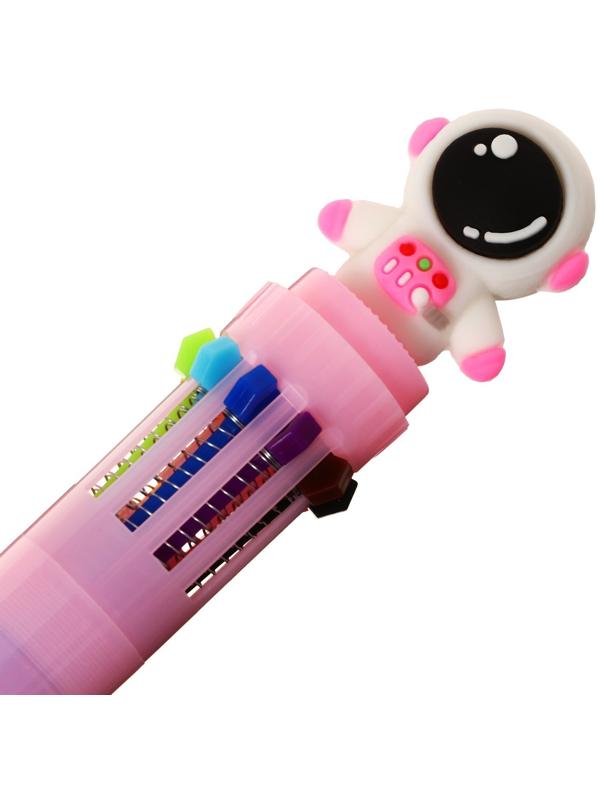 Ручка шариковая автоматическая 10-ти цветная, МИКС Космонавт