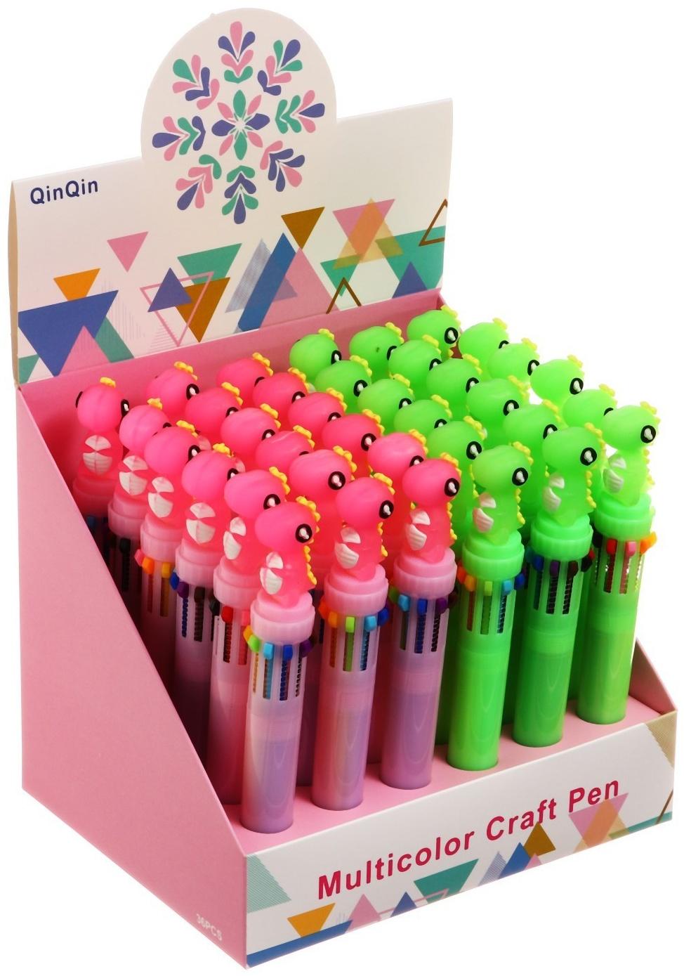 Ручка шариковая автоматическая 10-ти цветная, МИКС Дракон