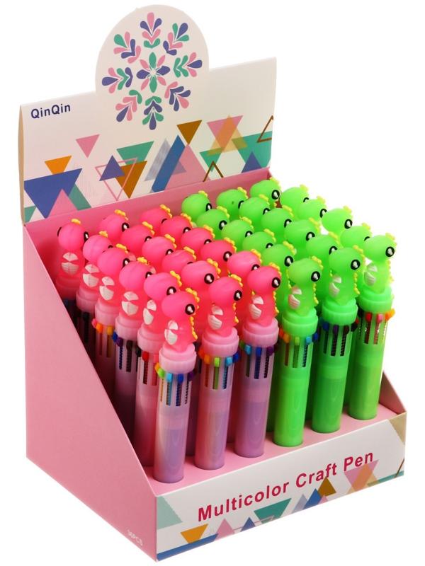 Ручка шариковая автоматическая 10-ти цветная, МИКС Дракон