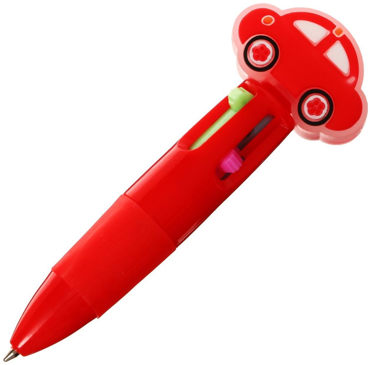 Ручка шариковая автоматическая 4-х цветная, мини, Машина МИКС