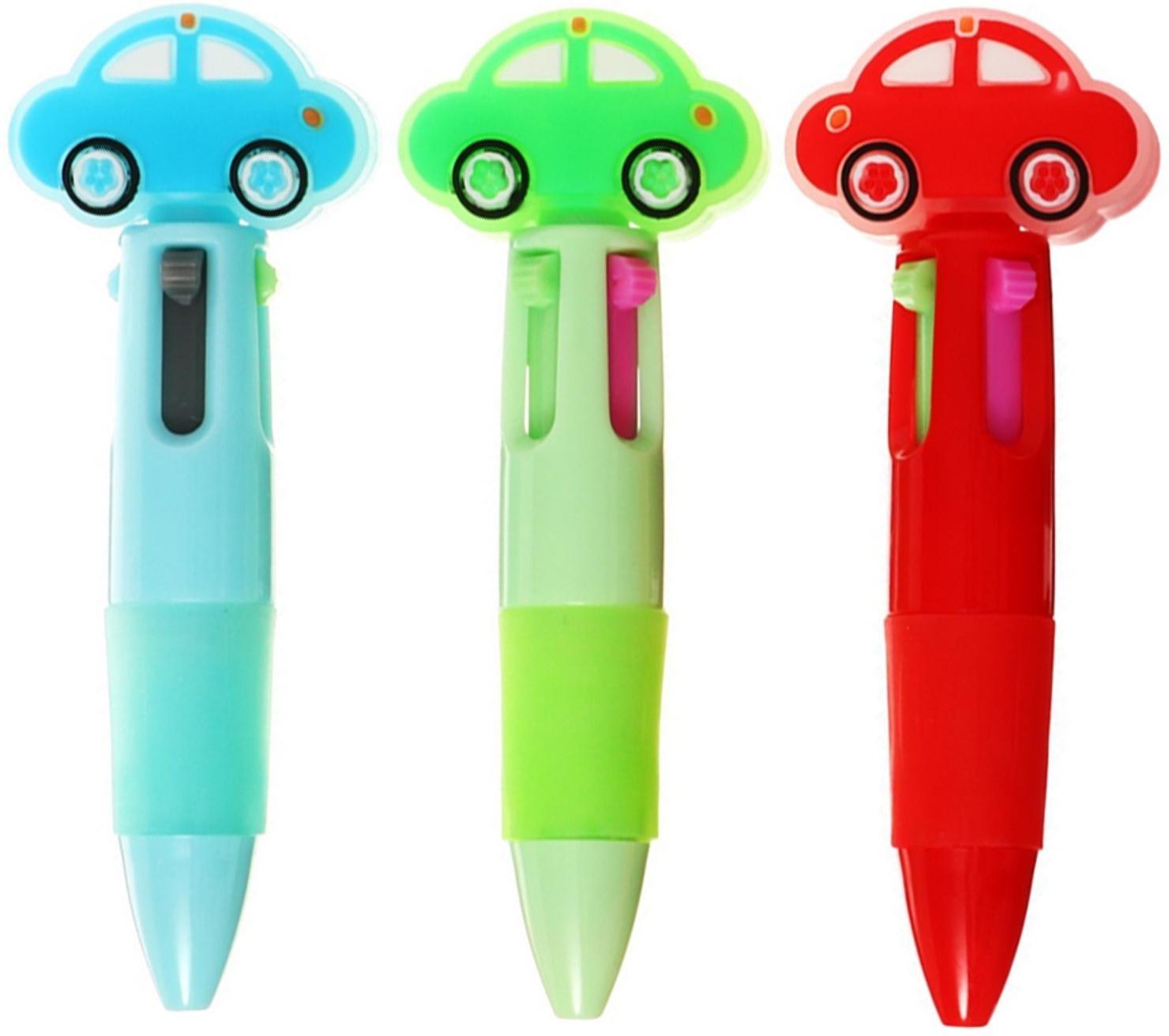 Ручка шариковая автоматическая 4-х цветная, мини, Машина МИКС