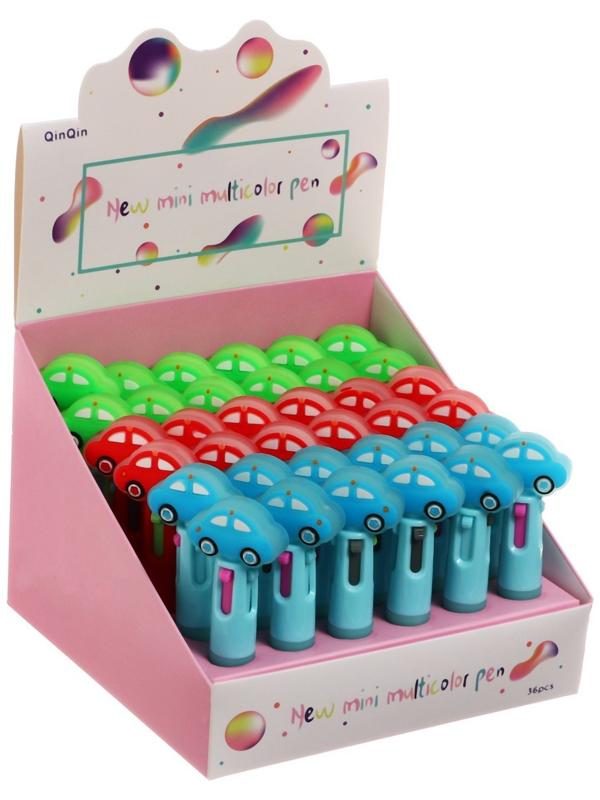 Ручка шариковая автоматическая 4-х цветная, мини, Машина МИКС