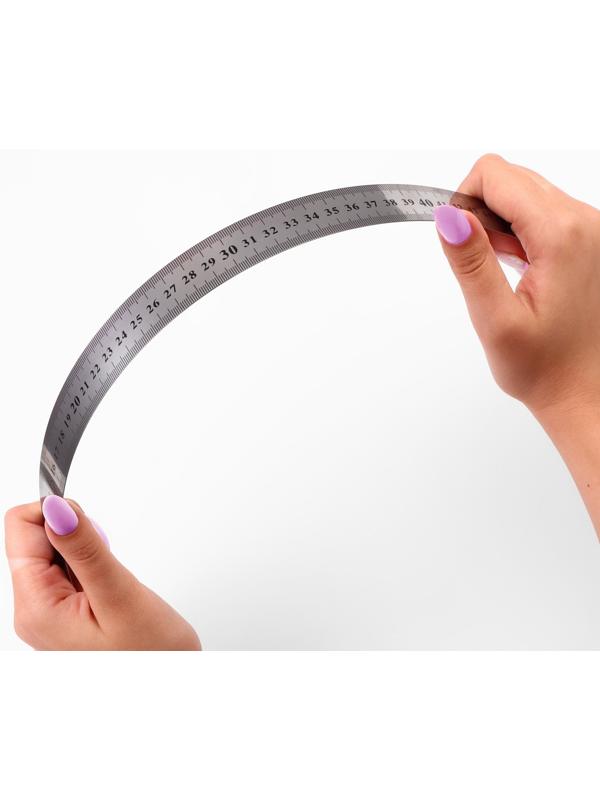 Линейка металлическая, пружинистая, 50 см, толщина 0,8 мм