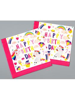 Салфетки бумажные «С днём рождения. Единорог», в наборе 20 шт.