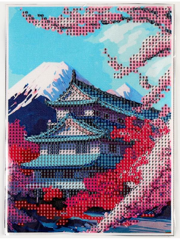 Алмазная вышивка с частичным заполнением на холсте «Сакура»‎, 15 х 21 см, холст