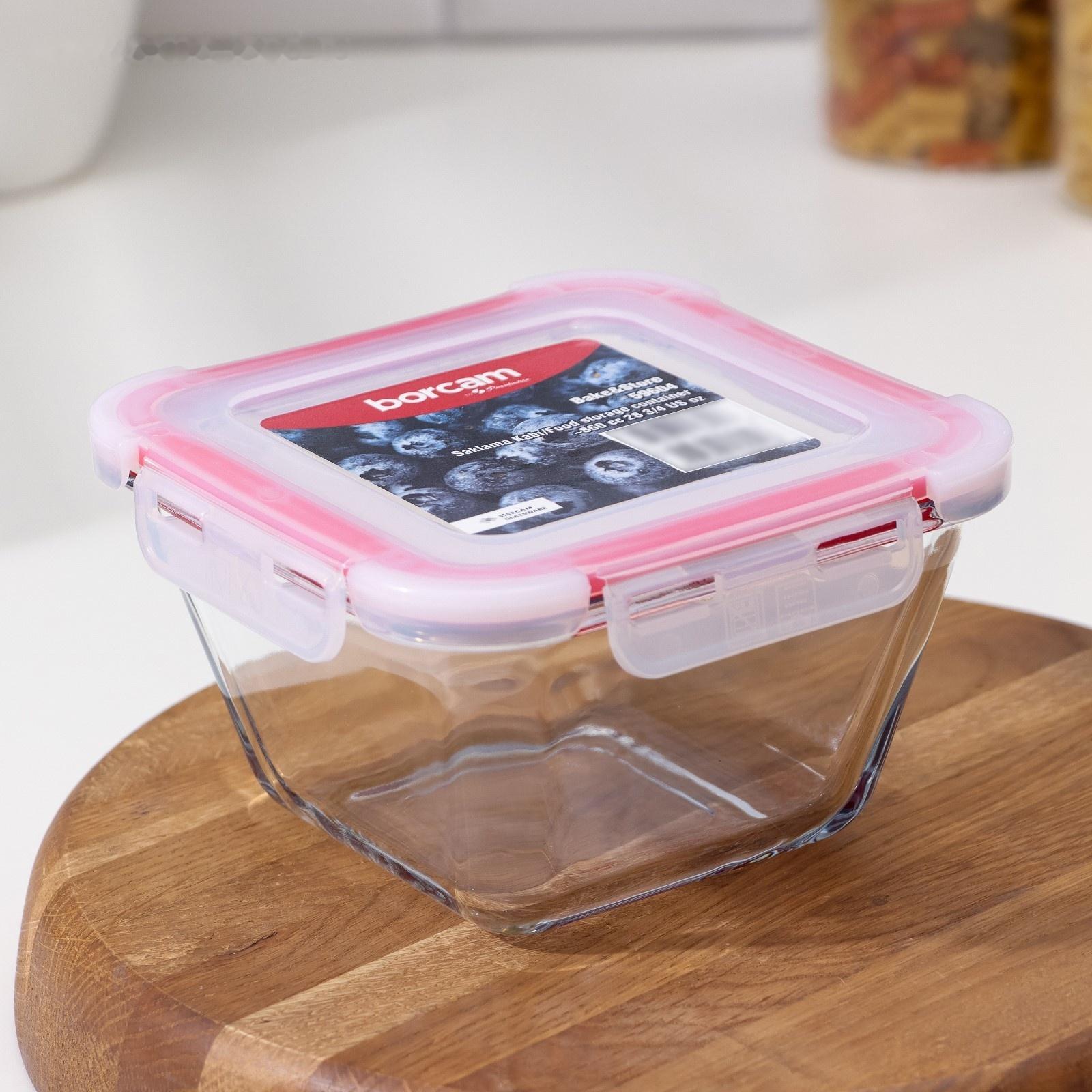 Контейнер квадратный Borcam, стеклянный, 860 мл, с крышкой