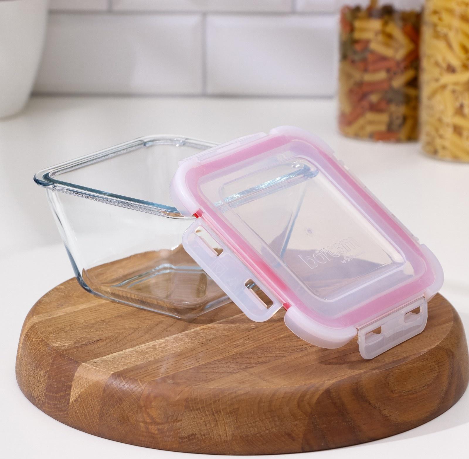 Контейнер квадратный Borcam, стеклянный, 860 мл, с крышкой