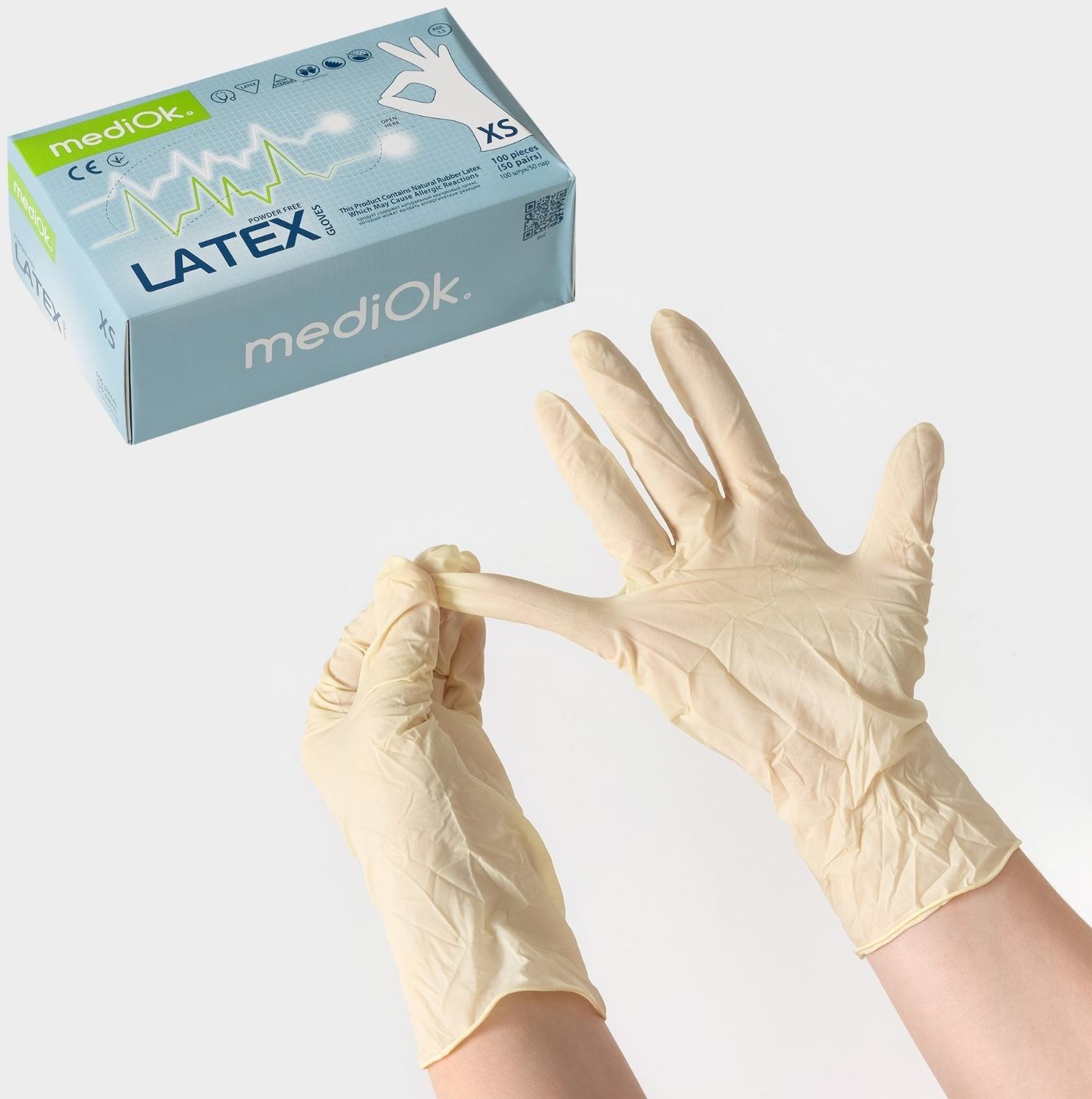 Латексные перчатки смотровые неопудренные, текстурированные, н/ст, размер XS