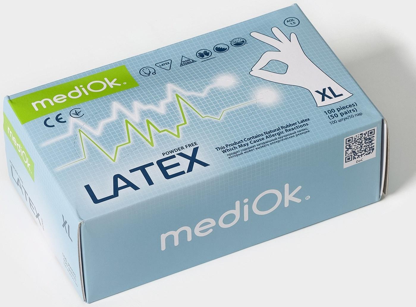 Латексные перчатки смотровые неопудренные, текстурированные, н/ст, размер XL