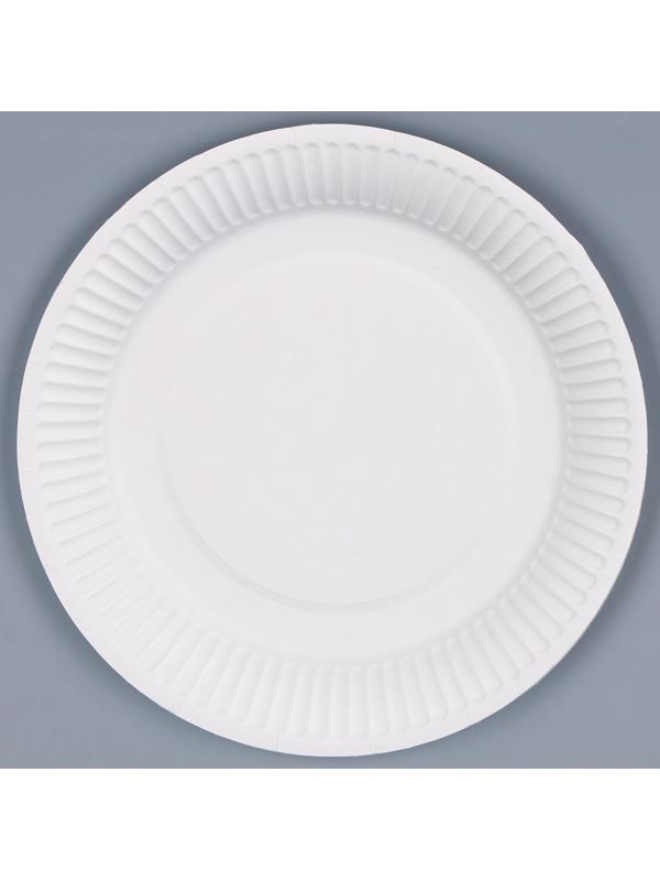 Тарелка бумажная однотонная, 18 см, небесный