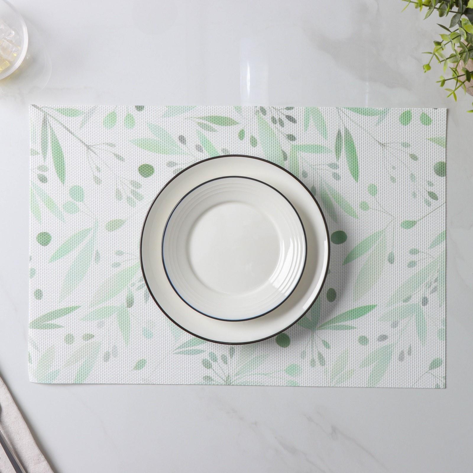 Набор салфеток сервировочных Доляна «Акварель», 4 шт, 45×30 см, цвет зеленый