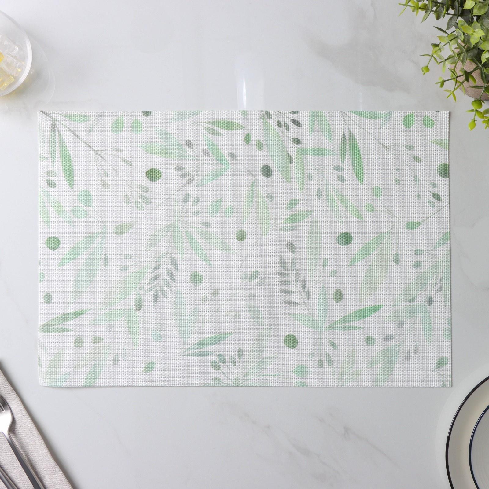 Набор салфеток сервировочных Доляна «Акварель», 4 шт, 45×30 см, цвет зеленый