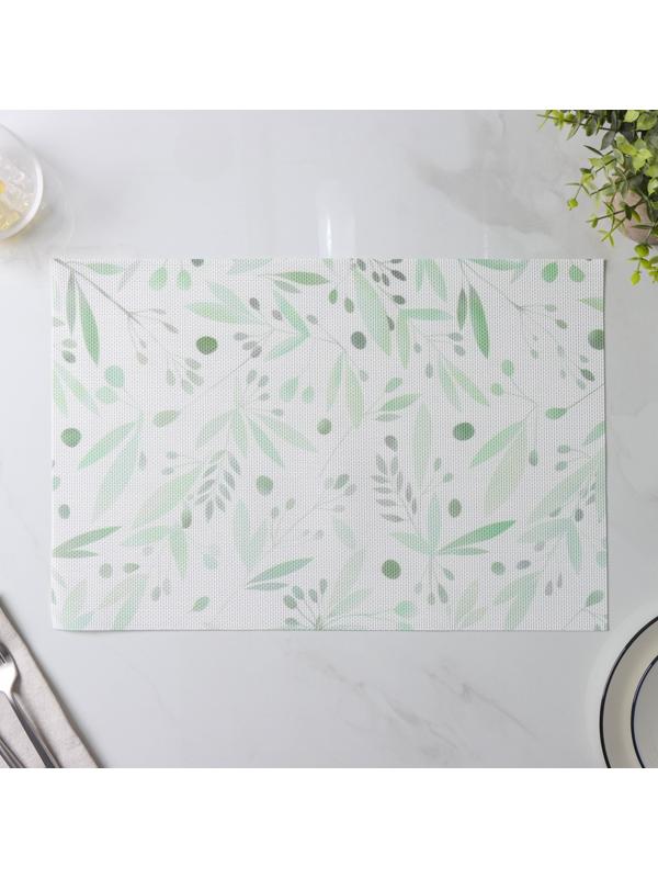 Набор салфеток сервировочных Доляна «Акварель», 4 шт, 45×30 см, цвет зеленый
