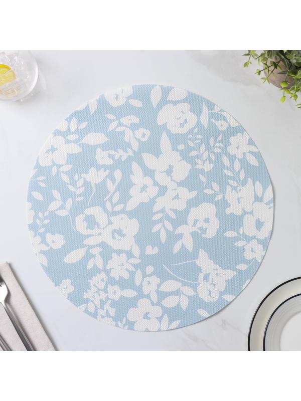 Набор салфеток сервировочных Доляна «Акварель. Круг», 4 шт, d=38 см, цвет голубой