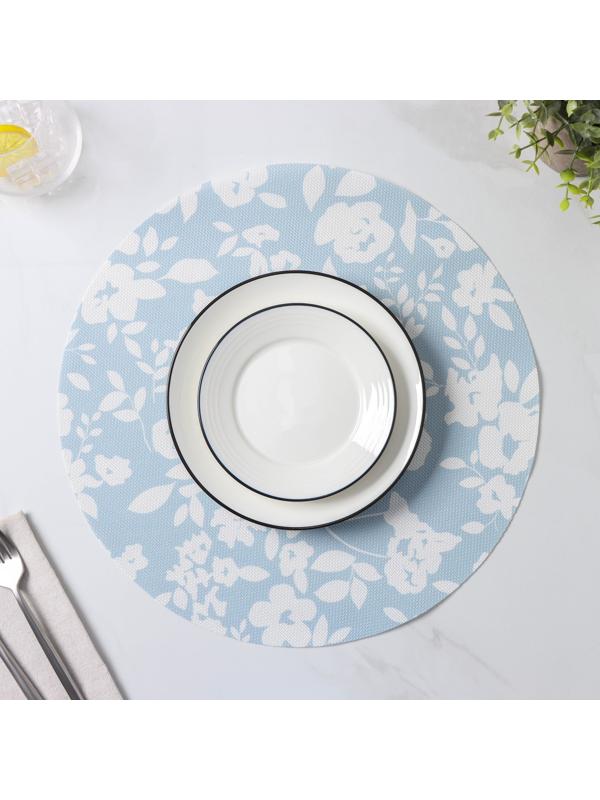 Набор салфеток сервировочных Доляна «Акварель. Круг», 4 шт, d=38 см, цвет голубой