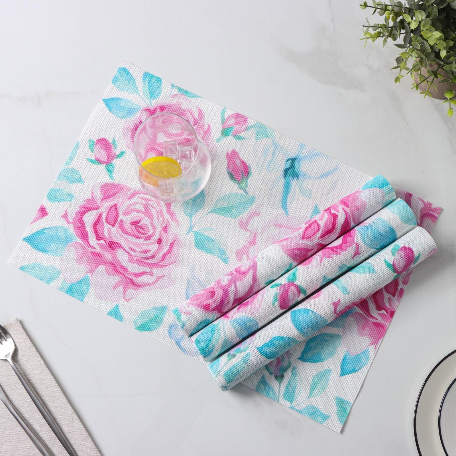 Набор салфеток сервировочных Доляна «Бутоны», 4 шт, 45×30 см