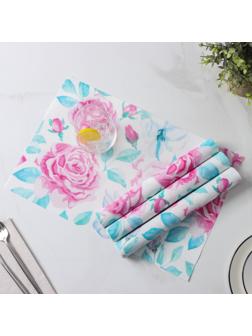 Набор салфеток сервировочных Доляна «Бутоны», 4 шт, 45×30 см