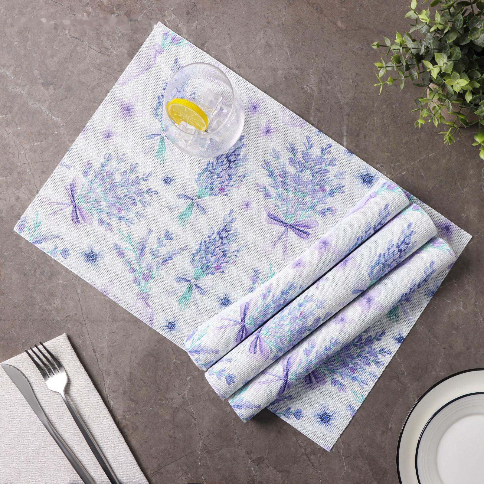 Набор салфеток сервировочных Доляна «Спокойствие», 4 шт, 45×30 см, цвет фиолетовый