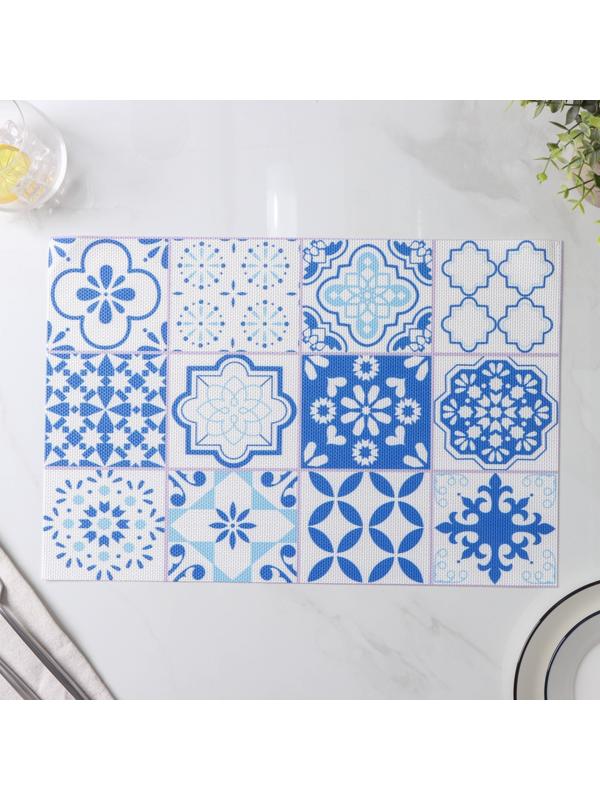 Набор салфеток сервировочных Доляна «Мозаика», 4 шт, 45×30 см, цвет синий