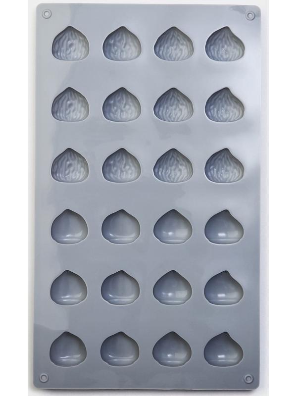 Форма силиконовая для льда и кондитерских украшений Доляна «Орешки», 30×17,5×1,5 см, 24 ячейки (3×2см) , цвет серый