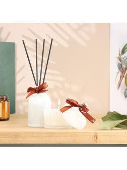 Набор диффузор 100 мл+свеча 6х9 см, жасмин, белый