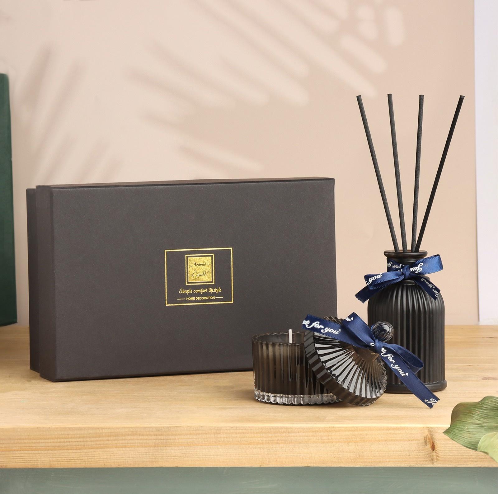 Набор диффузор 100 мл+свеча 6х9 см, черный джентельмен, черный