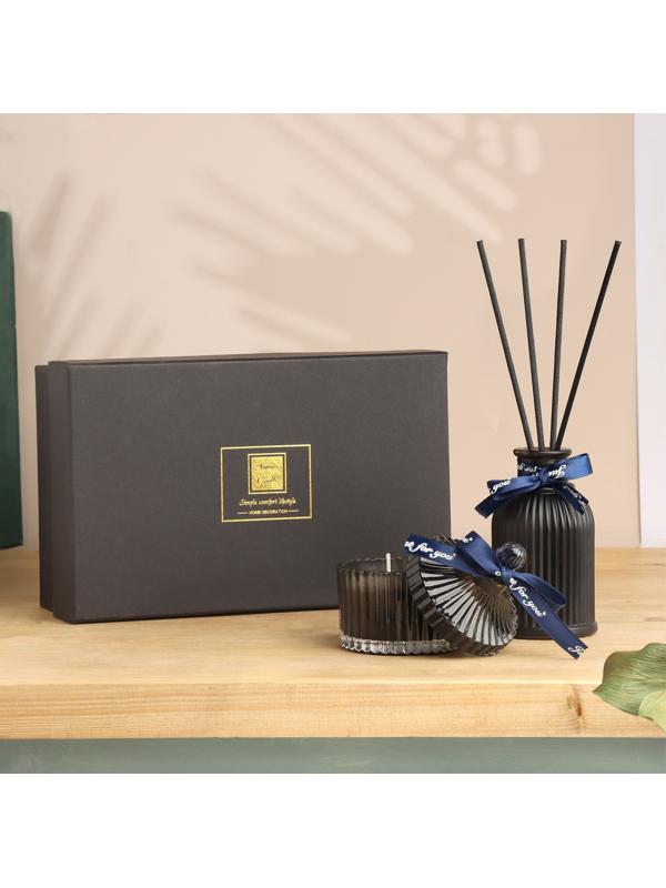 Набор диффузор 100 мл+свеча 6х9 см, черный джентельмен, черный