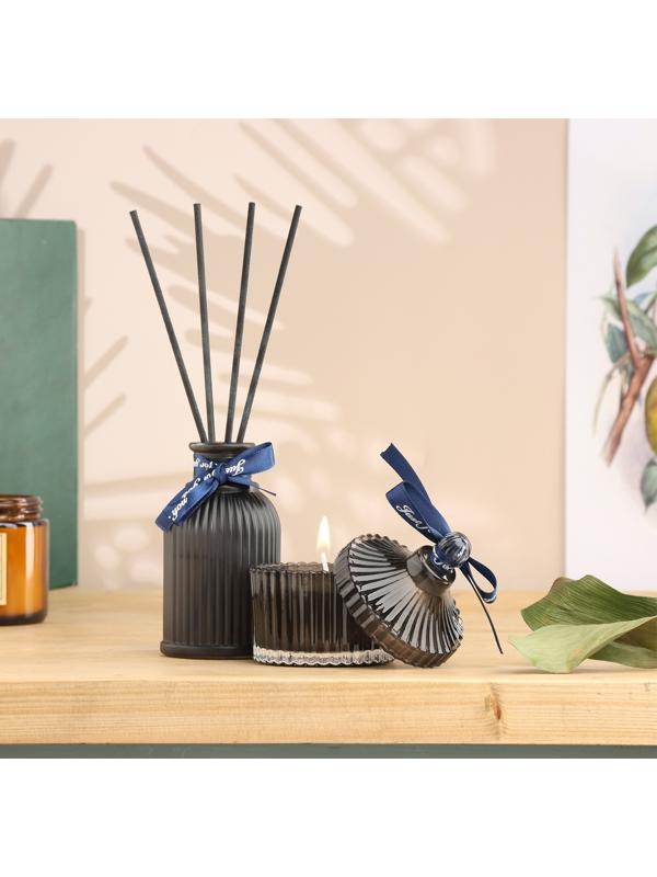 Набор диффузор 100 мл+свеча 6х9 см, черный джентельмен, черный